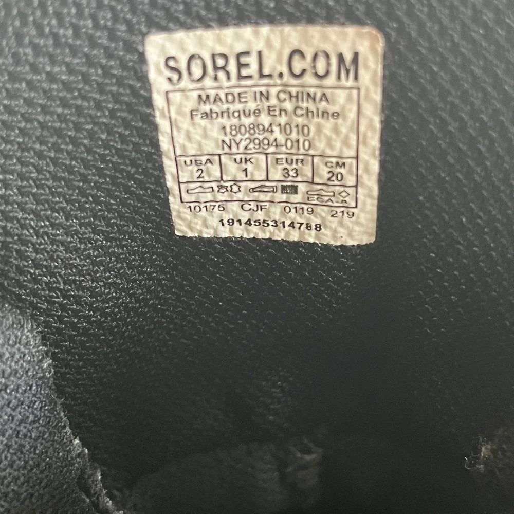 Sorel Unisex Madson Black Waterproof Hiker Boots Size 2 Style NY2994-010 - Picture 7 of 8